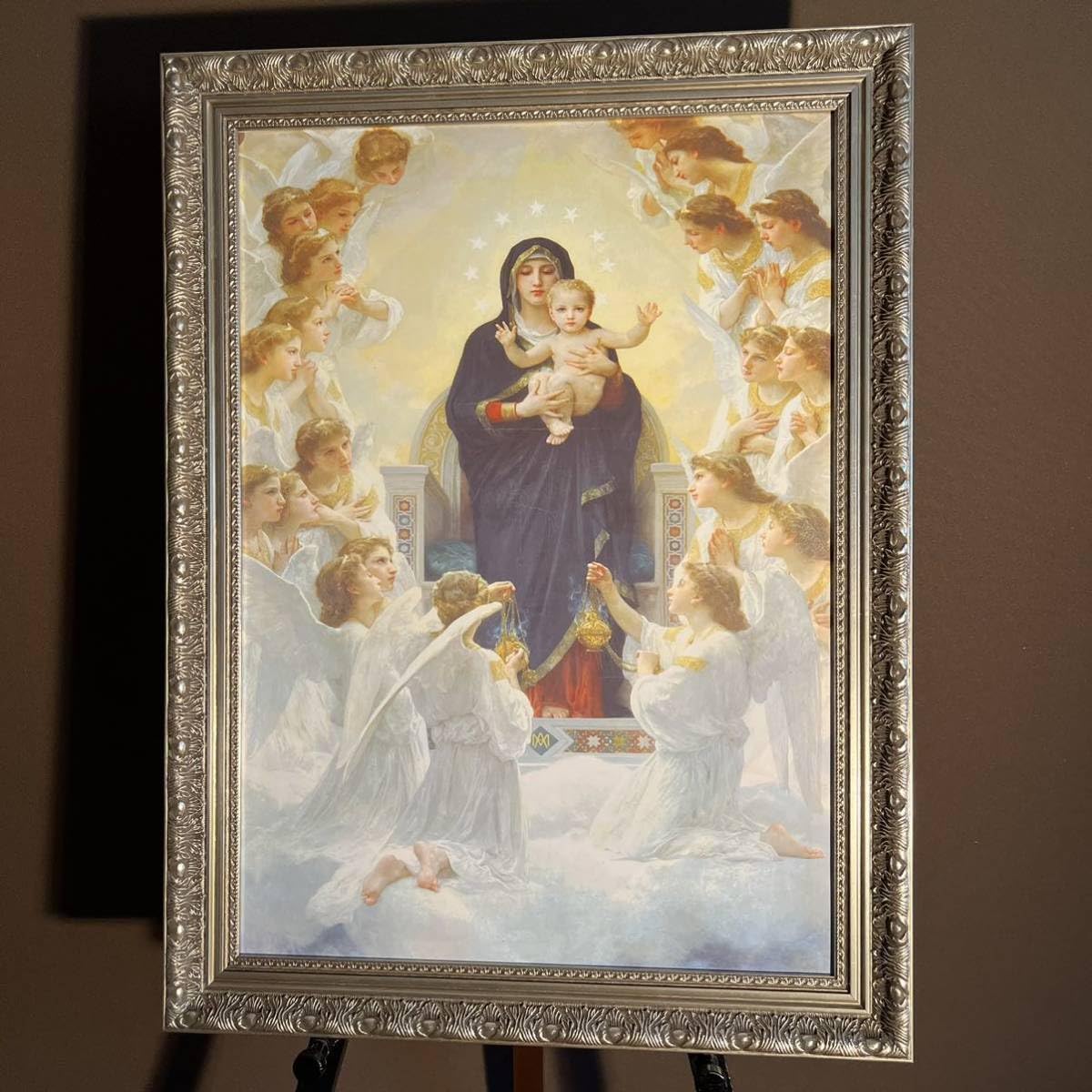 キャンバス プリントアート ブグロー 聖母と天使 絵画 額付 インテリア キャンバス プリントアート ブグロー 聖母と天使 絵画 額付